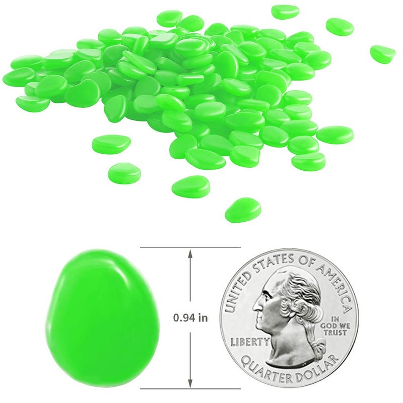 GLOCARNIVAL Glow Pebbles Green, 300 pcs Green Glowing Rocks for Outdoor Decor, Garden Lawn Yard, Aquarium, Walkway, Fish Tank, Pathway, Luminous Pebbles Powered by Light or Solar-Recharge Repeatedly - Image 4